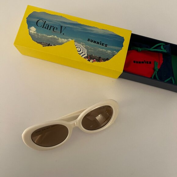 Clare V Sunnies Julia Sunglasses in Cream Brand New In Box - Picture 1 of 4